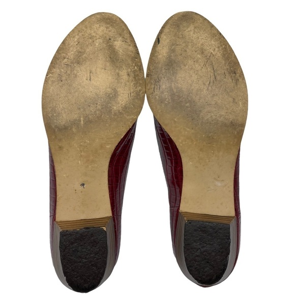 Vintage QualiCraft Casualets Red Crocodile Embossed Block Heels Pumps Size 9 - Picture 12 of 16